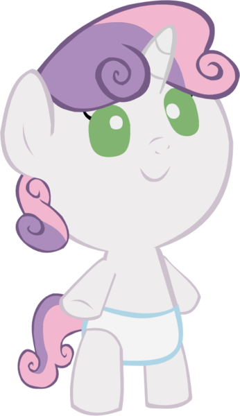 Size: 473x820 | Tagged: artist:megarainbowdash2000, baby belle, derpibooru import, diaper, foal, safe, solo, sweetie belle, white diaper