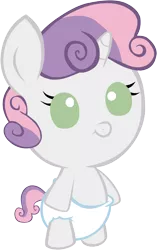 Size: 1438x2295 | Tagged: safe, artist:megarainbowdash2000, derpibooru import, sweetie belle, pony, baby, baby belle, baby pony, diaper, foal, solo, white diaper