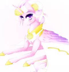 Size: 1024x1067 | Tagged: alternate hairstyle, artist:cristate, clothes, derpibooru import, dress, floral head wreath, gown, princess cadance, safe, solo