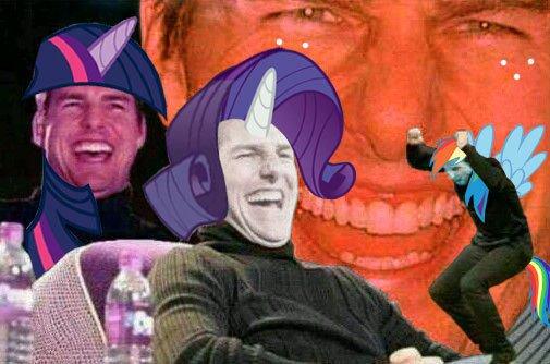 Size: 505x334 | Tagged: applejack, chair, dancing, derpibooru import, laughing tom cruise, meme, rainbow dash, rarity, reaction image, safe, tom cruise, twilight sparkle, water bottle