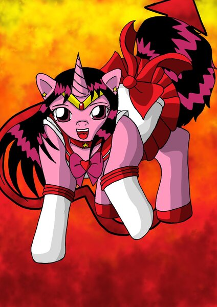 Size: 1024x1450 | Tagged: artist:masqueradeofthenight, derpibooru import, hino rei, ponified, safe, sailor mars, sailor moon, solo