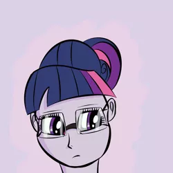 Size: 2024x2024 | Tagged: safe, artist:ivacatherianoid, derpibooru import, sci-twi, twilight sparkle, equestria girls, friendship games, bust, canterlot high, crystal prep shadowbolts, glasses, solo, style emulation