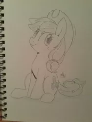 Size: 960x1280 | Tagged: safe, artist:notenoughapples, derpibooru import, applejack, monochrome, solo, traditional art