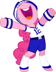 Size: 3000x3861 | Tagged: safe, artist:nstone53, derpibooru import, pinkie pie, pony, american football, andrew luck, bipedal, clothes, gridiron football, indianapolis colts, nfl, nose in the air, simple background, solo, super bowl, super bowl xlix, that was fast, transparent background, vector, x pose