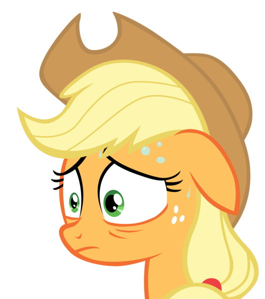 Size: 7000x7913 | Tagged: absurd resolution, applejack, artist:tardifice, derpibooru import, nervous, safe, simple background, solo, sweat, transparent background, vector, worry