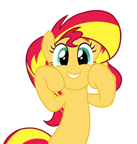 Size: 1280x1348 | Tagged: safe, artist:zat, derpibooru import, edit, sunset shimmer, pony, unicorn, bipedal, cute, happy, open mouth, shimmerbetes, simple background, smiling, solo, transparent background, vector