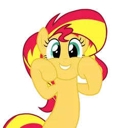 Size: 1280x1348 | Tagged: safe, artist:zat, derpibooru import, edit, sunset shimmer, pony, unicorn, bipedal, cute, happy, open mouth, shimmerbetes, simple background, smiling, solo, transparent background, vector