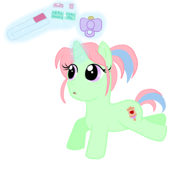 Size: 900x900 | Tagged: artist:sweetmomopuffs, baby powder, derpibooru import, diaper, oc, oc:powder fluff, pacifier, safe, simple background, solo, transparent background, unofficial characters only