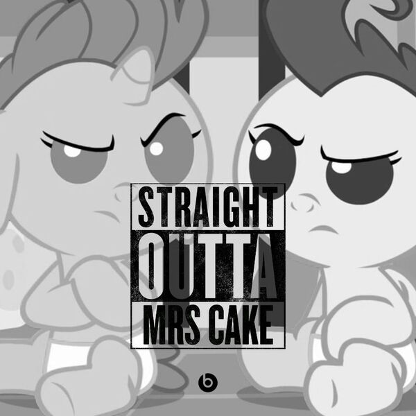 Size: 846x846 | Tagged: cake twins, derpibooru import, exploitable meme, meme, pound cake, pumpkin cake, straight outta compton, suggestive