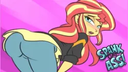 Size: 1920x1080 | Tagged: suggestive, artist:ponut_joe, derpibooru import, sunset shimmer, equestria girls, rainbow rocks, ass, bunset shimmer, butt, female, presenting, solo, solo female, spank dat ass, spanking, taco hell, the ass was fat
