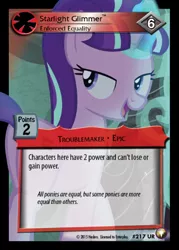 Size: 358x500 | Tagged: safe, derpibooru import, starlight glimmer, the cutie map, animal farm, bedroom eyes, card, ccg, enterplay, equestrian odysseys, open mouth, solo