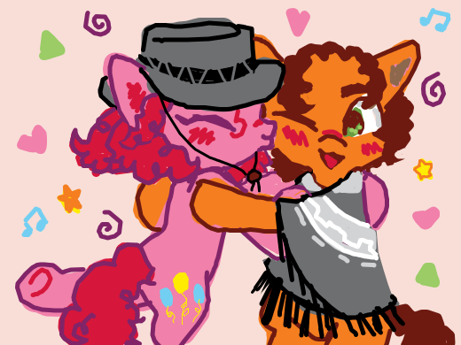 Size: 520x390 | Tagged: safe, artist:rovers, derpibooru import, cheese sandwich, pinkie pie, blushing, cheesepie, doodle or die, female, kissing, male, shipping, straight