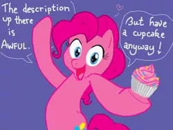 Size: 520x390 | Tagged: artist:drchrissy, cupcake, derpibooru import, doodle or die, food, heart, pinkie pie, reaction image, safe, solo