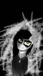 Size: 1080x1920 | Tagged: artist:voltshotthemetalhead, black metal, corpse paint, derpibooru import, heavy metal, looking at you, mare in the moon, metal, oc, oc:voltshot, portrait, safe, scowl, solo, unofficial characters only