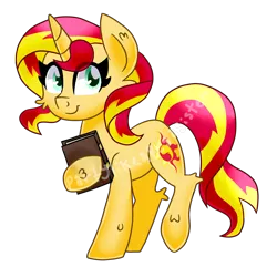 Size: 2048x2045 | Tagged: safe, artist:partylikeanartist, derpibooru import, sunset shimmer, pony, unicorn, book, nerd, simple background, solo, transparent background