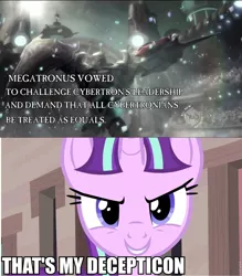 Size: 842x960 | Tagged: derpibooru import, megatron, meme, safe, starlight glimmer, that's my pony, that's my x, the cutie map, transformers, transformers prime