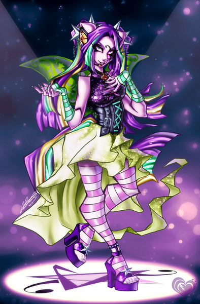 Size: 850x1293 | Tagged: safe, artist:jagg17, derpibooru import, aria blaze, equestria girls, fin wings, nail polish, ponied up, sandals, solo