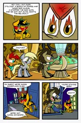 Size: 1265x1920 | Tagged: safe, artist:joeywaggoner, derpibooru import, derpy hooves, doctor whooves, time turner, oc, oc:sparky sue, oc:tick tock, pony, angry, doctor who, male, stallion, tardis, time out with doctor whooves, tumblr comic