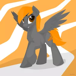 Size: 2560x2560 | Tagged: safe, artist:hoverrover, derpibooru import, oc, oc:thorinair, unofficial characters only, pegasus, pony, cutie mark, high res, hooves, lineless, male, raised hoof, solo, spread wings, stallion, teeth, wings