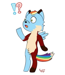 Size: 831x962 | Tagged: anthro, artist:forgotten-twilight, derpibooru import, fox, furry, oc, oc:borgri, part of a set, pegasus, rainbow dash, rule 63, safe, shocked, simple background, solo, surprised, transformation, transformation sequence, transgender transformation, transparent background