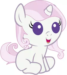Size: 3600x4000 | Tagged: safe, artist:beavernator, derpibooru import, fleur-de-lis, pony, baby, baby pony, cute, filly, foal, happy, open mouth, sitting, smiling, solo