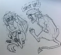 Size: 1897x1706 | Tagged: 2d, artist:oncelersexgirlfriend, derpibooru import, gorillaz, monochrome, murdoc, oncelersexgirlfriend, ponified, safe, traditional art