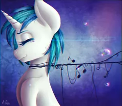 Size: 2312x2000 | Tagged: artist:leelah-sama, chromatic aberration, crying, derpibooru import, semi-grimdark, solo, vinyl scratch