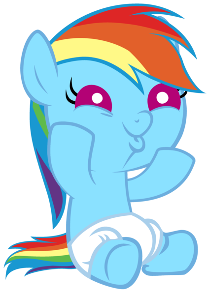Size: 2800x4000 | Tagged: safe, artist:beavernator, derpibooru import, rainbow dash, pony, baby, baby dash, baby pony, cute, dashabetes, dashface, diaper, female, filly, filly rainbow dash, foal, simple background, sitting, smiling, so awesome, solo, white background, wingless