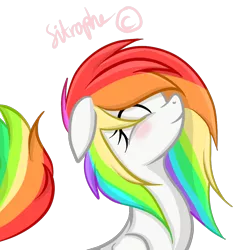 Size: 1000x1000 | Tagged: safe, artist:sitrophe, derpibooru import, oc, unofficial characters only, blushing, rainbow hair, simple background, solo, transparent background