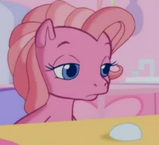 Size: 320x293 | Tagged: safe, derpibooru import, screencap, pinkie pie, twinkle wish adventure, bored, g3.5, hilarious in hindsight, rock, solo