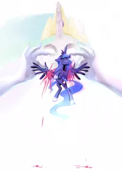 Size: 848x1200 | Tagged: amputation, artist:1trick, artist:buckitponydoodles, derpibooru import, dismemberment, dream, gore, grimdark, princess celestia, princess luna, tantabus