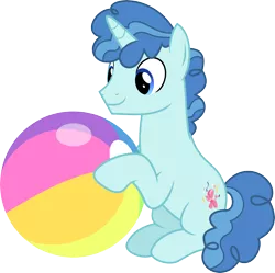 Size: 6000x5972 | Tagged: safe, artist:vectorizedunicorn, derpibooru import, party favor, pony, unicorn, the cutie map, .svg available, absurd resolution, ball, beach ball, cute, favorbetes, male, simple background, sitting, smiling, solo, stallion, transparent background, vector