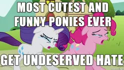 Size: 610x343 | Tagged: safe, derpibooru import, edit, edited screencap, screencap, pinkie pie, rarity, putting your hoof down, crying, drama, image macro, meme, sad