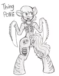 Size: 1620x2079 | Tagged: adoracreepy, artist:wootmaster, creepy, cute, derpibooru import, eldritch abomination, grayscale, monochrome, monstrously cute, oc, oc:thingpone, plot, solo, suggestive, tentacle tongue, unofficial characters only