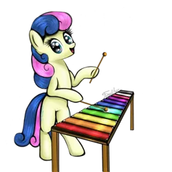 Size: 1000x1000 | Tagged: artist:finalaspex, bon bon, derpibooru import, musical instrument, safe, smiling, solo, sweetie drops, xylophone