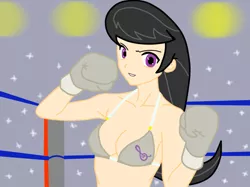Size: 683x512 | Tagged: artist:3dboxing, boxer, boxing, boxing gloves, breasts, cleavage, derpibooru import, female, foxy boxing, human, humanized, octavia melody, solo, solo female, suggestive