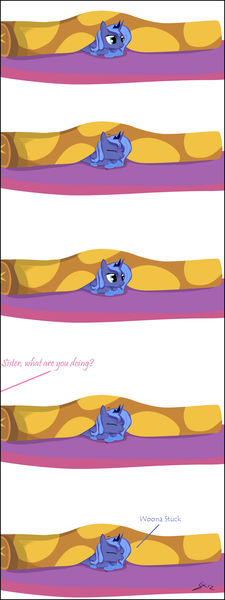 Size: 900x2400 | Tagged: safe, artist:sierraex, derpibooru import, princess luna, alicorn, pony, carpet, comic, cushion, cute, filly, implied princess celestia, offscreen character, pillow, pun, s1 luna, solo, stuck, woona, younger