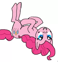 Size: 345x365 | Tagged: artist:lockheart, cute, derpibooru import, flockmod, on back, pinkie pie, safe, smiling, solo, upside down