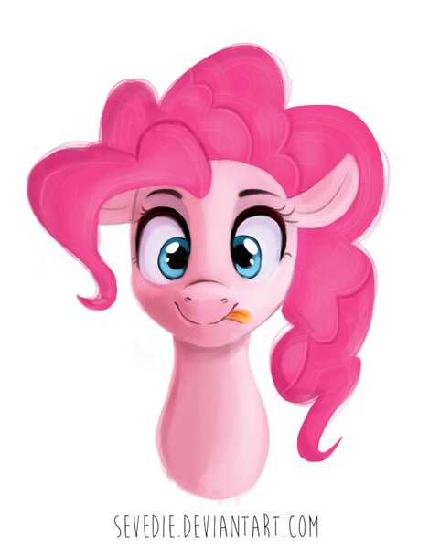 Size: 790x1011 | Tagged: safe, artist:sevedie, derpibooru import, pinkie pie, portrait, solo, tongue out