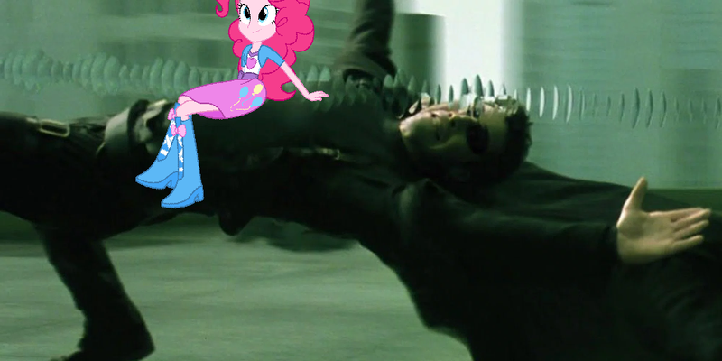 Size: 1000x500 | Tagged: safe, derpibooru import, pinkie pie, equestria girls, neo, pun, the matrix, visual pun