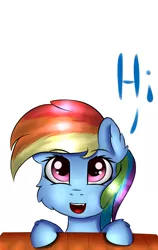 Size: 1024x1623 | Tagged: artist:scarletcurl, cute, derpibooru import, fluffy, hi, icon, leaning, looking at you, open mouth, rainbow dash, safe, smiling, solo