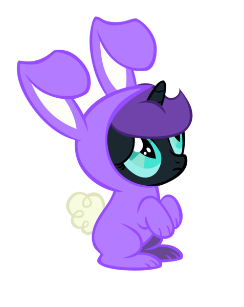 Size: 3000x3771 | Tagged: artist:bronyboy, bunny costume, clothes, cute, derpibooru import, female, filly, frown, hnnng, looking up, nyxabetes, oc, oc:nyx, sad, safe, simple background, sitting, solo, transparent background, unofficial characters only, vector