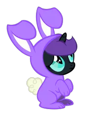 Size: 3000x3771 | Tagged: artist:bronyboy, bunny costume, clothes, cute, derpibooru import, female, filly, frown, hnnng, looking up, nyxabetes, oc, oc:nyx, sad, safe, simple background, sitting, solo, transparent background, unofficial characters only, vector