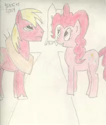 Size: 1677x1982 | Tagged: safe, artist:barryfrommars, derpibooru import, big macintosh, pinkie pie, earth pony, pony, male, pinkiemac, rocket, shipping, stallion, straight, traditional art