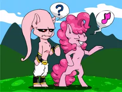 Size: 552x416 | Tagged: safe, derpibooru import, pinkie pie, ponified, pony, buu, crossover, dragon ball z, dragonball, majin buu, pink, pony buu