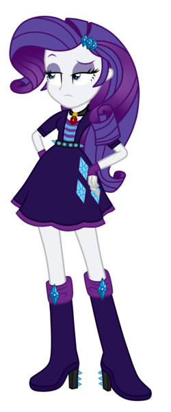 Size: 3400x8153 | Tagged: safe, artist:mixiepie, derpibooru import, adagio dazzle, rarity, equestria girls, rainbow rocks, absurd resolution, accessory swap, alternate universe, amulet, bad girl, clothes, clothes swap, evil rarity, gem, high heel boots, long hair, necklace, paint tool sai, role reversal, simple background, siren gem, solo, spikes, the dazzlings, transparent background