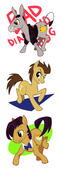 Size: 550x1550 | Tagged: safe, artist:blue-fox, derpibooru import, doctor whooves, time turner, ponified, donkey, pony, banana, doctor who, eleventh doctor, fish fingers and custard, ninth doctor, tenth doctor