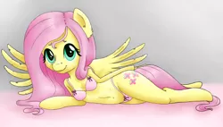 Size: 5000x2833 | Tagged: adorasexy, anthro, arm hooves, artist:mailinya, belly button, bra, bra on pony, breasts, clothes, cute, derpibooru import, female, fluttershy, panties, pink underwear, ribbon, semi-anthro, sexy, solo, solo female, suggestive, underwear, unguligrade anthro