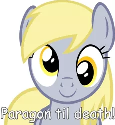 Size: 616x668 | Tagged: safe, derpibooru import, edit, derpy hooves, pegasus, pony, dragonball z abridged, female, goku, mare, mass effect, paragon, paragon till death, quote, renegade for life, solo, you had one job