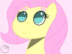 Size: 640x480 | Tagged: safe, artist:an-honest-appul, derpibooru import, fluttershy, eyebrows, head only, looking up, shadow, signature, smiling, solo